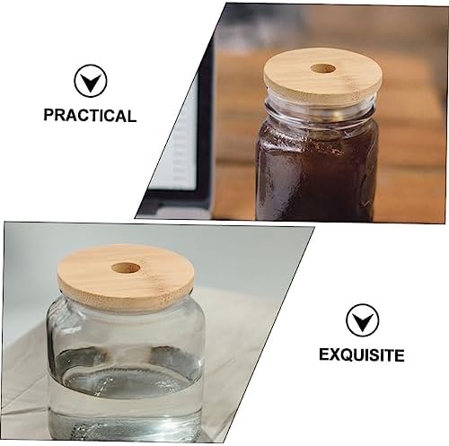 Cabilock 4PCS Mason Jar Lids with Wooden Covers 70mm