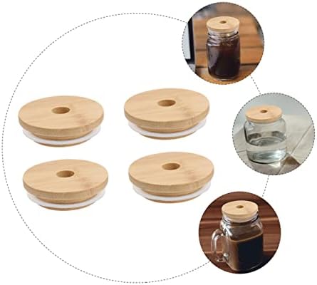 4-Piece Mason Jar Lids Wooden Sealing Covers