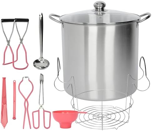 Canning pot with rack large 215 quart stainless steel pink