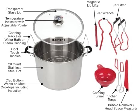 Harvest 20 Qt Canning Pot with Rack and Tools