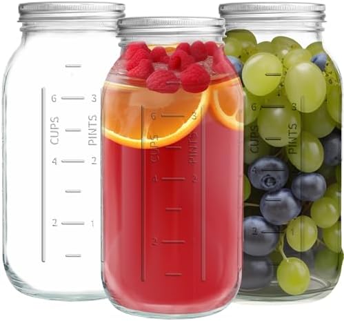 eleganttime 64 oz Wide Mouth Mason Jar 3 Pack