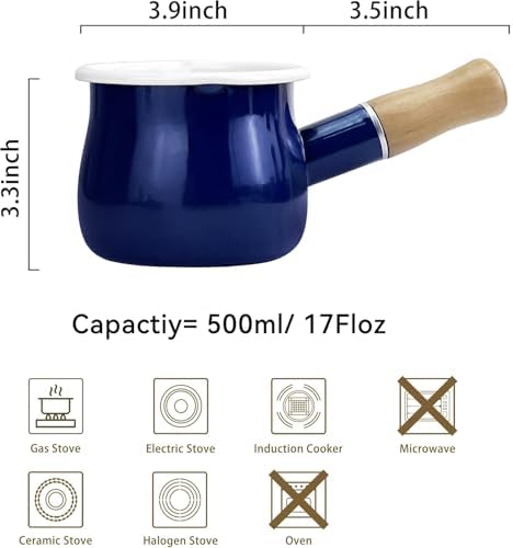 YumCute Home Small Enamel Milk Pot Heat-Conductive Kitchen Pan