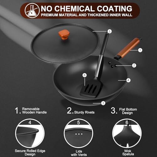 13 Carbon Steel Wok with Lid