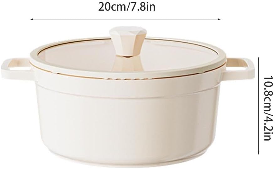 VKEID 78in White Ceramic Nonstick Stockpot with Heat-Resistant Handle