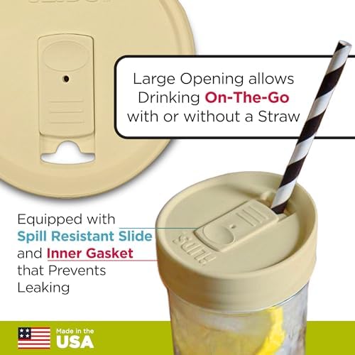 iLIDS Mason Jar Drink Lid Capacity 12oz Fuel-Resistant Sealed lid 2-count