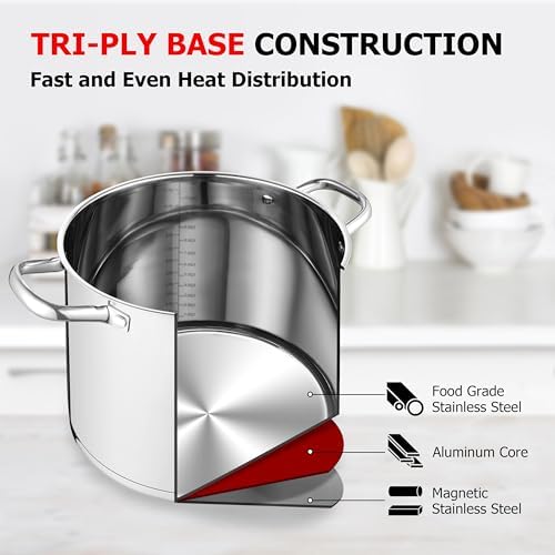Precise 10 qt Tri-Ply stainless steel stock pot