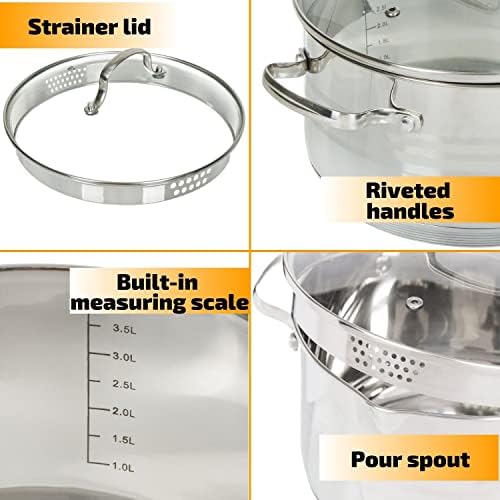 Daniks Tokio Stainless Steel Stock Pot with Glass Lid
