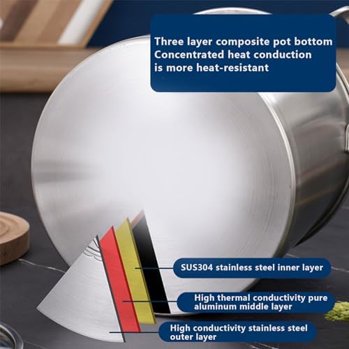 AIZYR 20cm Stainless Steel Stock Pot for Induction and Gas Stoves