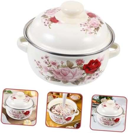 Sturdy Retro Stockpot with Double Handles Elegant Design for Kitchen Use