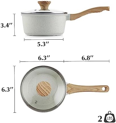 Senssar White Ceramic 15QT nonstick saucepan with lid induction compatible PFAS-free
