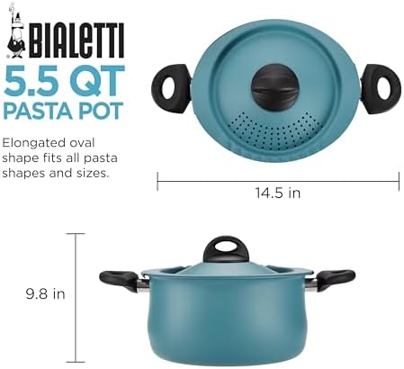Bella Trieste Nonstick Pasta Pot 55-Quart Strained