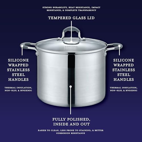 Concord 5 QT Stainless Steel Stock Pot with Glass Lid