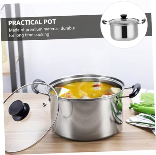 FONDOTIN 1pc Stainless Steel Small Stock Pot with Lid