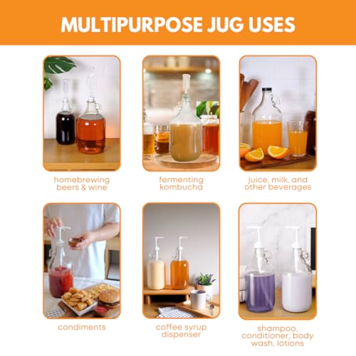 FastRack 4-Pack 128oz Glass Jugs Reusable Durable Design