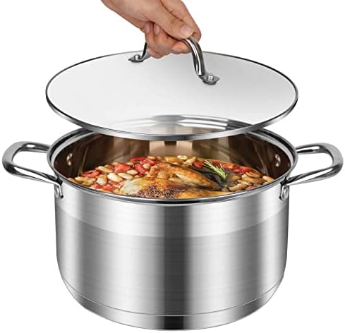 LEUGWAKN 10 Quart Stainless Steel Stock Pot with Lid