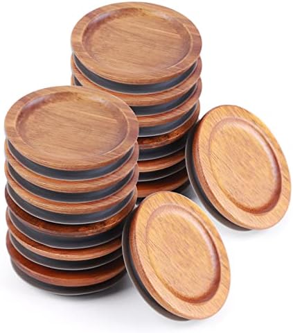12-Piece Acacia Wooden Mason Jar Lid Set with Silicone Airtight Seals