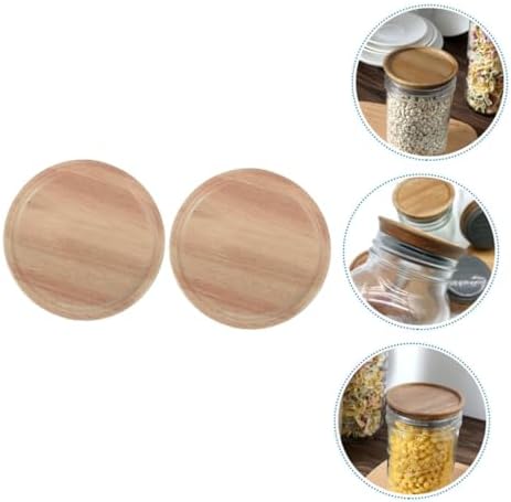 VOSAREA 2PCS Mason Jar Wooden Lids with Silicone Seal