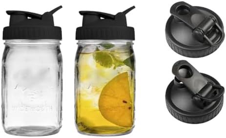 2 Pack Wide Mouth Flip Cap Mason Jar Lids Black
