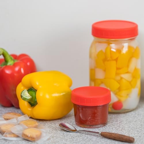18 Red Mason Jar Lid Set with Silicone Rings