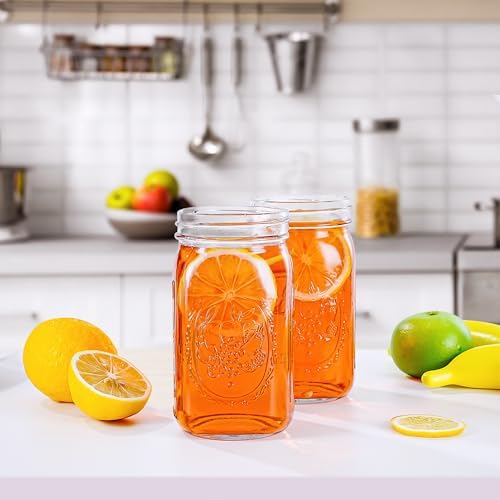 Wide Mouth Mason Jars 32 oz 4 Pack Fermenting Pickling Freezing Preserving Jar
