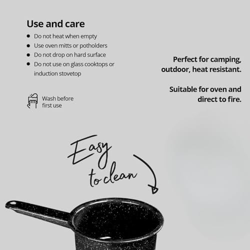 Durable 1-Quart Saucer Blackgranite ware saucepan for even cooking