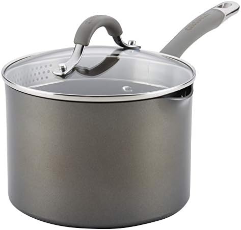 Circulon Durable 3-Qt Covered Straining Pour Spouts Aluminum Saucepan Nonstick Stainless Steel