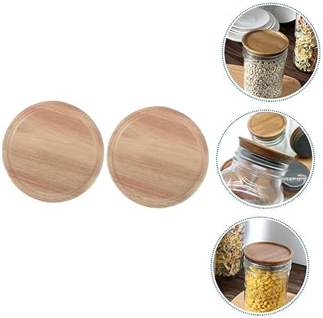 HOLIDYOYO 2pcs Mason Jar Wooden Covers 70mm