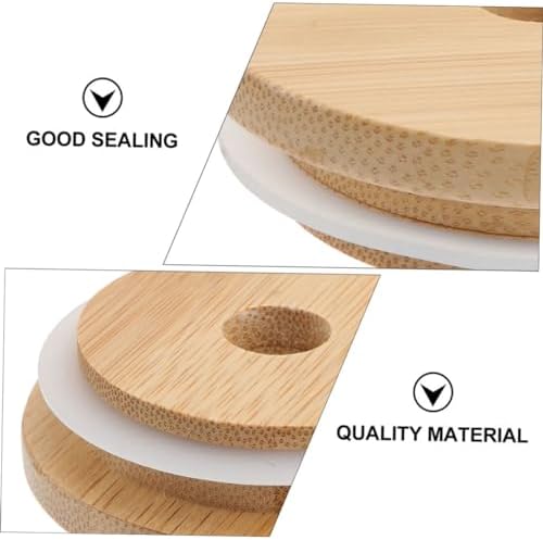SHOWERORO 4PCS Reusable Mason Jar Lids with Straw Hole
