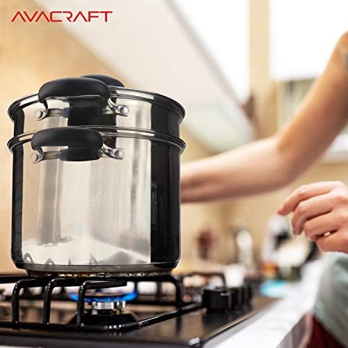Avacraft 4-Piece Stainless Steel Pasta Set 7 Quart Glass Lid Steamer Basket