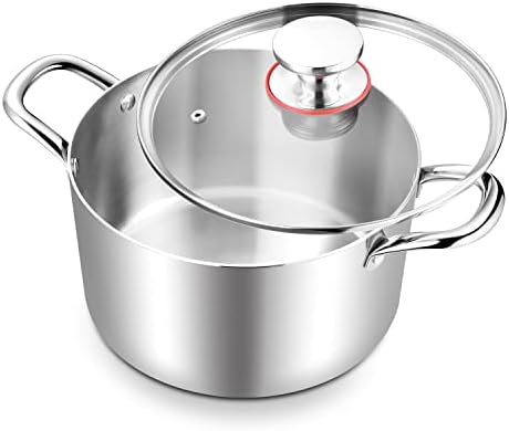 TeamFar 6 Quart Stainless Steel Stock Pot Durable and Heat-Resistant