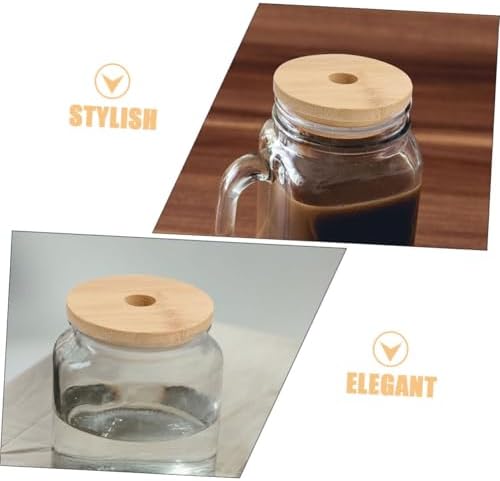 VOSAREA 8pcs Wooden Mason Jar Lids with Straw Hole