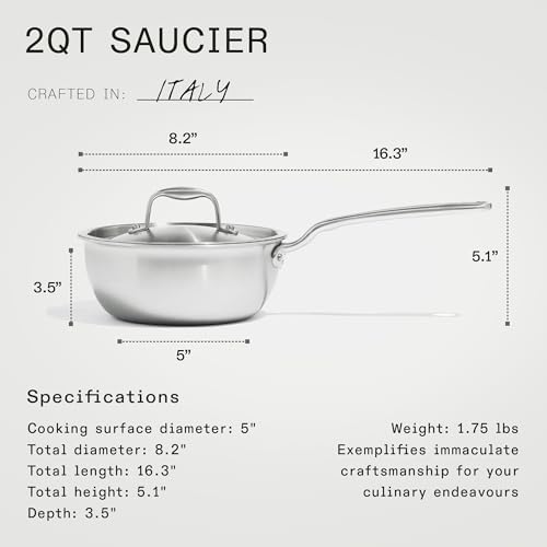Made In Cookware 2 Quart Stainless Steel Saucier Pan