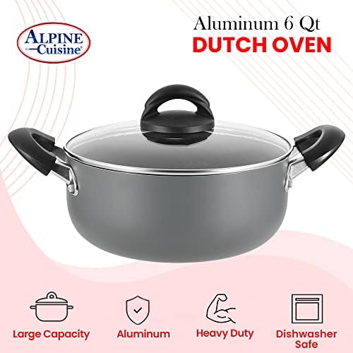Alpine Cuisine 6QT Dutch Oven with Lid and Bakelite Handle
