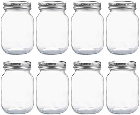 8-Piece Yingerhuang Glass Mason Jars with Silver Lids