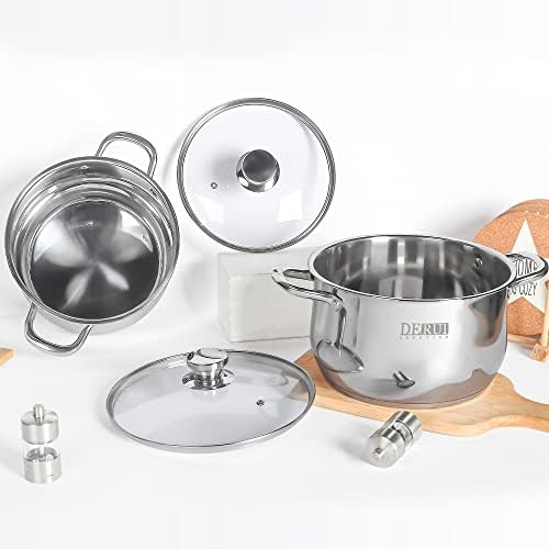 DERUI 22CM 4 Quart Stock Pot with Glass Lids