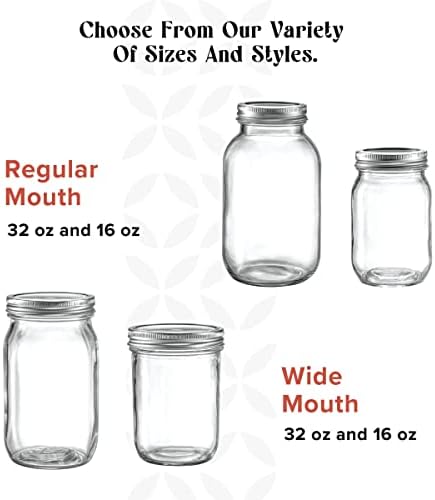 16oz Glass Mason Jars with Lids for Canning Preserving Meal Prep