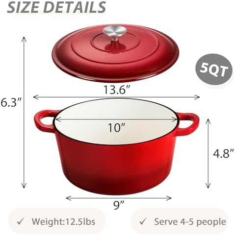 JoyfairDutch Oven Pot with Lid Red