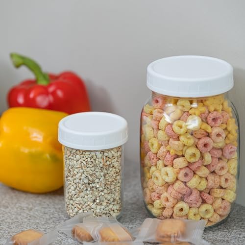 Premium 14-Pack Plastic Mason Jar Lids with Silicone Rings