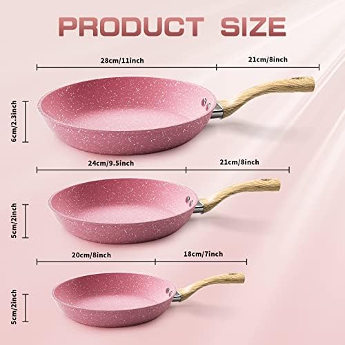 Ultra Nonstick Pink Fry Pan 11 Inch PTFE-Free