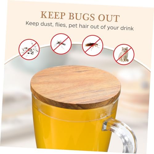 4-Piece Acacia Wooden Lid Set for Warm Drinks