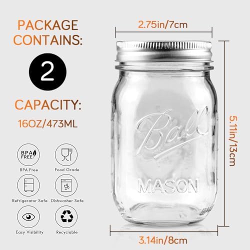 Showvigor - Preserve Your Flavors 2-Pack 16oz Mason Jars