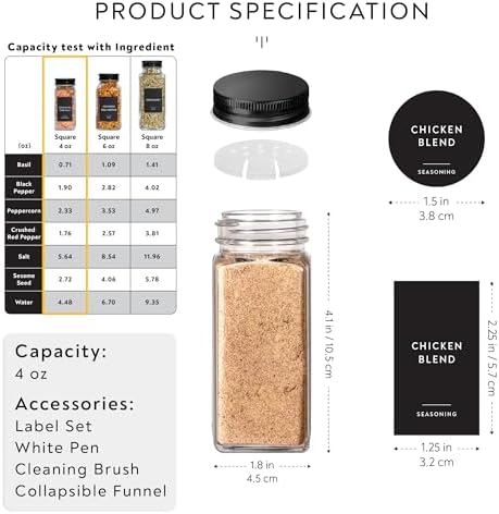 Laramaid 4oz Glass Jars with Black Vinyl Labels and Airtight Metal Caps