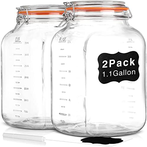 Qianfenie UPGRADE 2-Pack Square Super Wide Mouth Airtight Glass Storage Jars