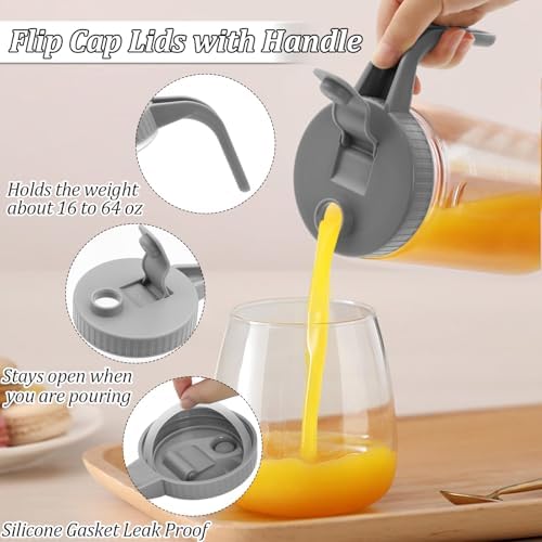 2PCS Mason Jar Pour Spout Lid with Handle Airtight Leak-Proof