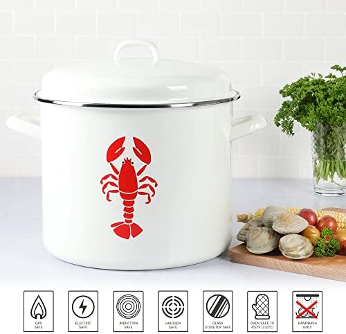 Martha Stewart 16-Quart Enamel On Steel lobster stock pot - Durable Stain-Resistant