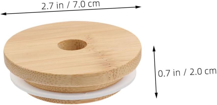 VOSAREA 8pcs Wooden Mason Jar Lids with Straw Hole