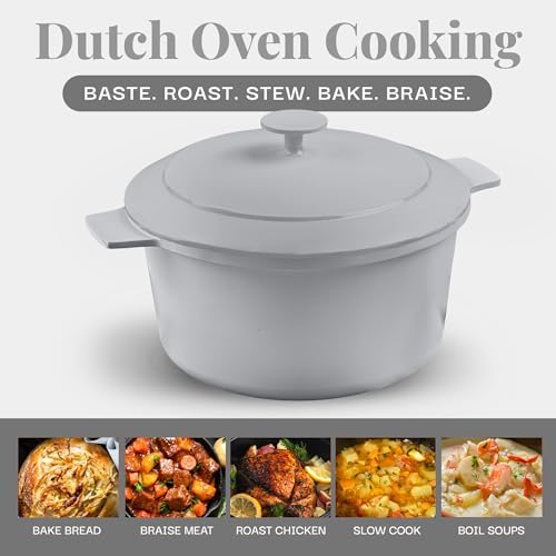 Gotham Steel 5 Qt Dutch Oven Lightweight Nonstick Heat Preserving Pot