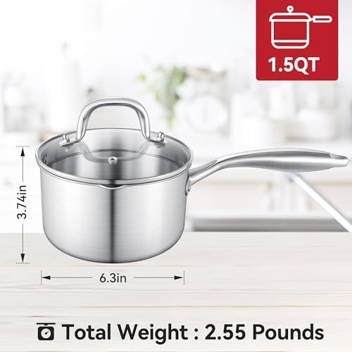 15 Quart Multifunctional Stainless Steel Saucepan With Glass Lid