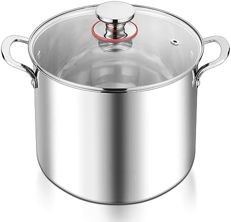 E-far 12-Quart Stock Pot with Lid 1810 Stainless Steel