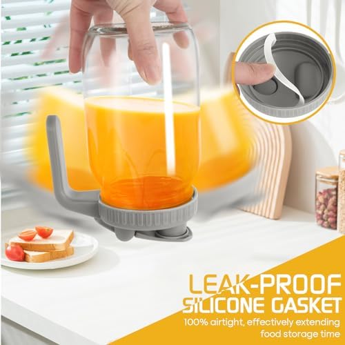 BPA-Free Mason Jar Lid with Silicone Seal - Easy Pour 6-Pack
